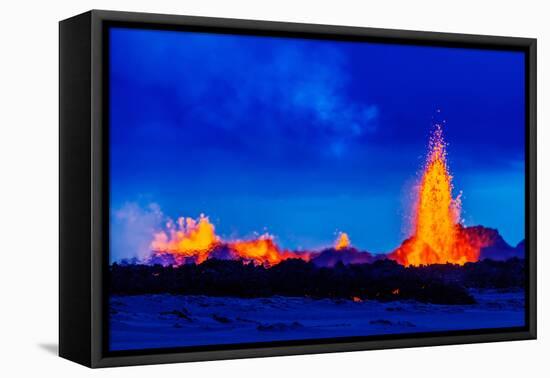 Lava Fountains at the Holuhraun Fissure Eruption Near Bardarbunga Volcano, Iceland-null-Framed Stretched Canvas