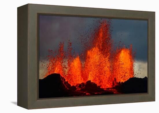 Lava Fountains at the Holuhraun Fissure Eruption Near Bardarbunga Volcano, Iceland-null-Framed Stretched Canvas