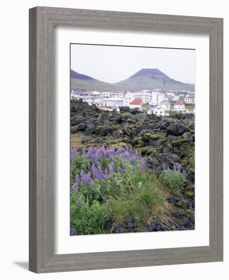 Lava from 1973 Eruption in Foreground, Island of Heimaey, Westmann Islands, Iceland, Polar Regions-Geoff Renner-Framed Photographic Print