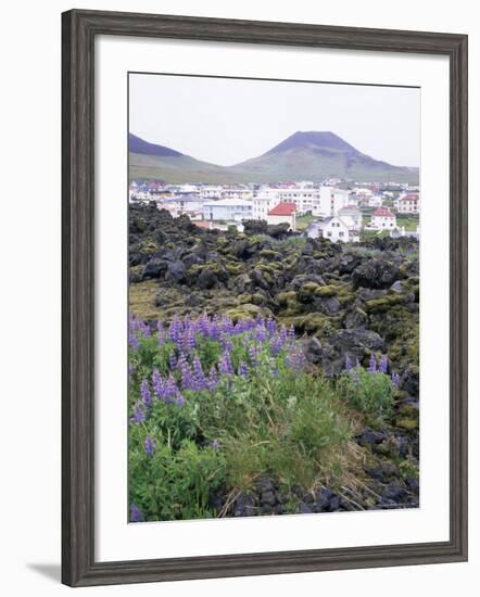 Lava from 1973 Eruption in Foreground, Island of Heimaey, Westmann Islands, Iceland, Polar Regions-Geoff Renner-Framed Photographic Print