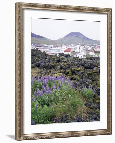 Lava from 1973 Eruption in Foreground, Island of Heimaey, Westmann Islands, Iceland, Polar Regions-Geoff Renner-Framed Photographic Print