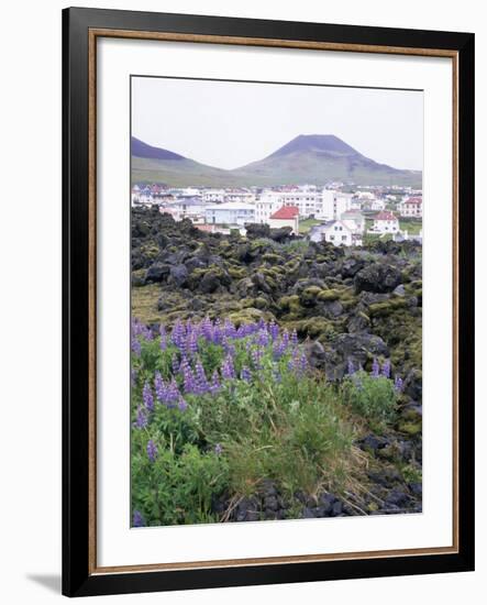 Lava from 1973 Eruption in Foreground, Island of Heimaey, Westmann Islands, Iceland, Polar Regions-Geoff Renner-Framed Photographic Print