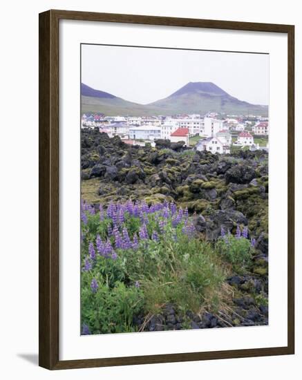 Lava from 1973 Eruption in Foreground, Island of Heimaey, Westmann Islands, Iceland, Polar Regions-Geoff Renner-Framed Photographic Print