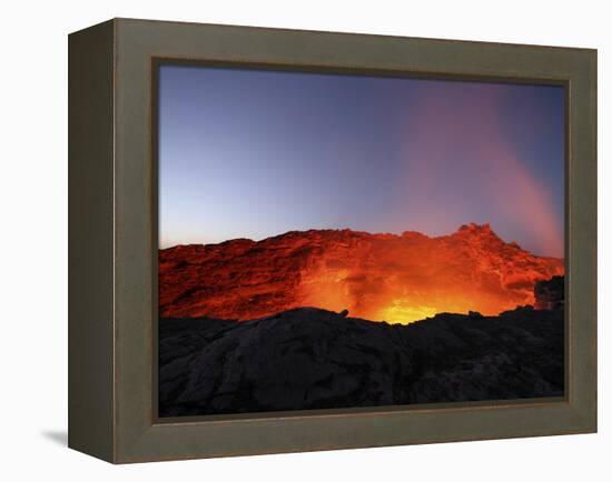 Lava Lake Illuminating Walls of Pit Crater at Night, Erta Ale Volcano, Danakil Depression, Ethiopia-Stocktrek Images-Framed Premier Image Canvas