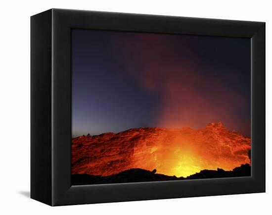 Lava Lake Illuminating Walls of Pit Crater at Night, Erta Ale Volcano, Danakil Depression, Ethiopia-Stocktrek Images-Framed Premier Image Canvas