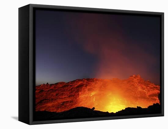 Lava Lake Illuminating Walls of Pit Crater at Night, Erta Ale Volcano, Danakil Depression, Ethiopia-Stocktrek Images-Framed Premier Image Canvas