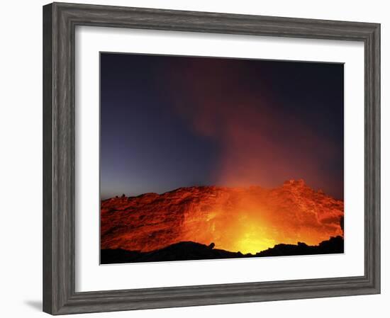 Lava Lake Illuminating Walls of Pit Crater at Night, Erta Ale Volcano, Danakil Depression, Ethiopia-Stocktrek Images-Framed Photographic Print