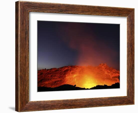 Lava Lake Illuminating Walls of Pit Crater at Night, Erta Ale Volcano, Danakil Depression, Ethiopia-Stocktrek Images-Framed Photographic Print