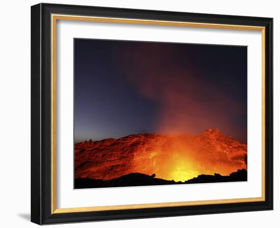 Lava Lake Illuminating Walls of Pit Crater at Night, Erta Ale Volcano, Danakil Depression, Ethiopia-Stocktrek Images-Framed Photographic Print