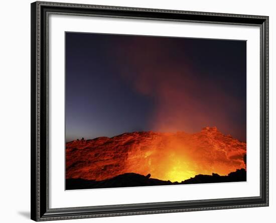 Lava Lake Illuminating Walls of Pit Crater at Night, Erta Ale Volcano, Danakil Depression, Ethiopia-Stocktrek Images-Framed Photographic Print