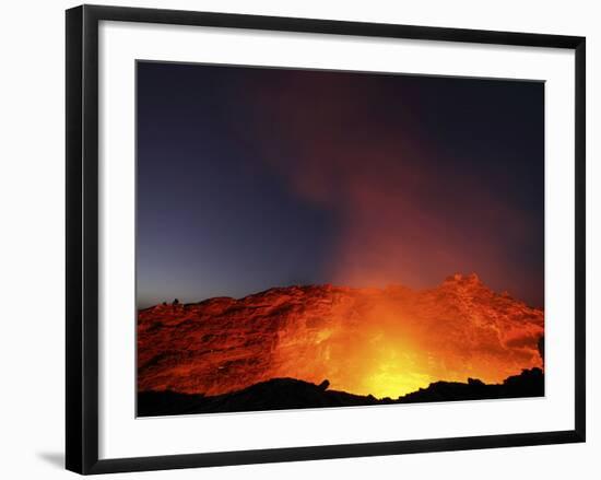 Lava Lake Illuminating Walls of Pit Crater at Night, Erta Ale Volcano, Danakil Depression, Ethiopia-Stocktrek Images-Framed Photographic Print