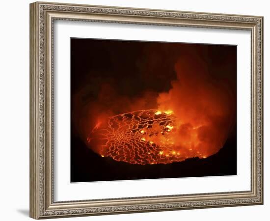 Lava Lake in Pit Crater, Nyiragongo Volcano, Democratic Republic of Congo-Stocktrek Images-Framed Photographic Print