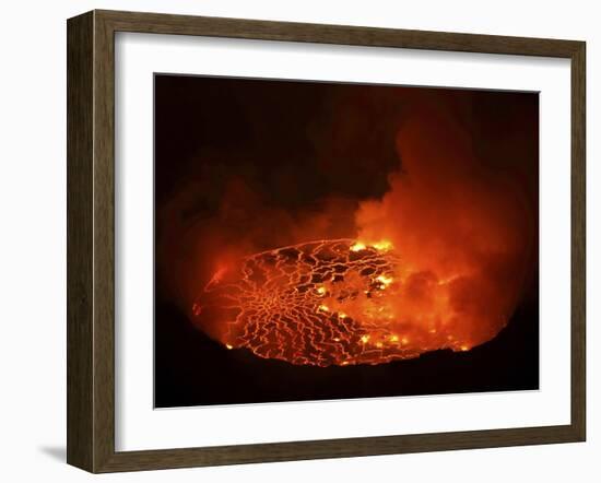 Lava Lake in Pit Crater, Nyiragongo Volcano, Democratic Republic of Congo-Stocktrek Images-Framed Photographic Print