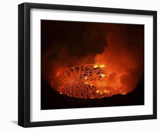 Lava Lake in Pit Crater, Nyiragongo Volcano, Democratic Republic of Congo-Stocktrek Images-Framed Photographic Print