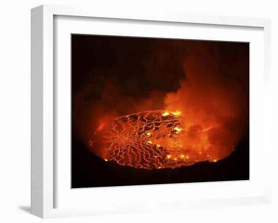 Lava Lake in Pit Crater, Nyiragongo Volcano, Democratic Republic of Congo-Stocktrek Images-Framed Photographic Print