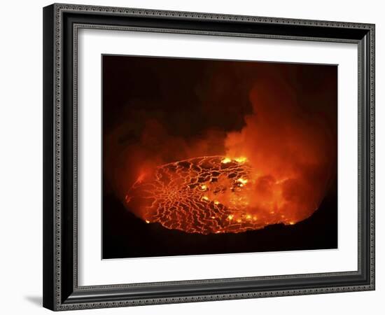 Lava Lake in Pit Crater, Nyiragongo Volcano, Democratic Republic of Congo-Stocktrek Images-Framed Photographic Print