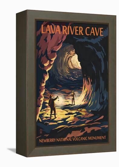 Lava River Cave - Lava Lands, Oregon-Lantern Press-Framed Stretched Canvas