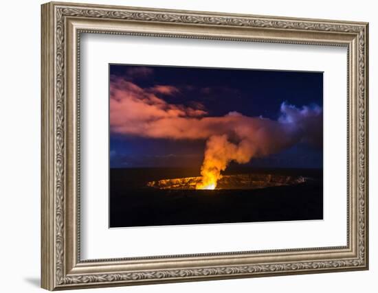 Lava Steam Vent Glowing at Night in Halemaumau Crater, Hawaii Volcanoes National Park, Hawaii, Usa-Russ Bishop-Framed Photographic Print