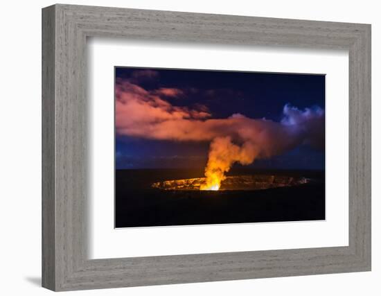 Lava Steam Vent Glowing at Night in Halemaumau Crater, Hawaii Volcanoes National Park, Hawaii, Usa-Russ Bishop-Framed Photographic Print