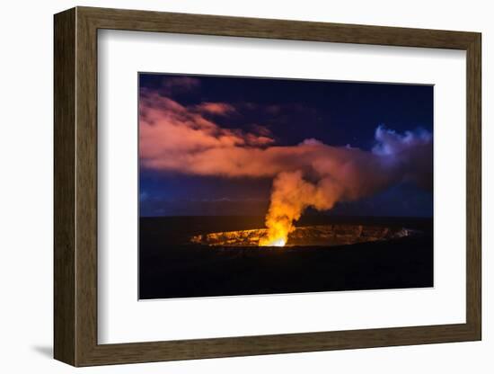 Lava Steam Vent Glowing at Night in Halemaumau Crater, Hawaii Volcanoes National Park, Hawaii, Usa-Russ Bishop-Framed Photographic Print