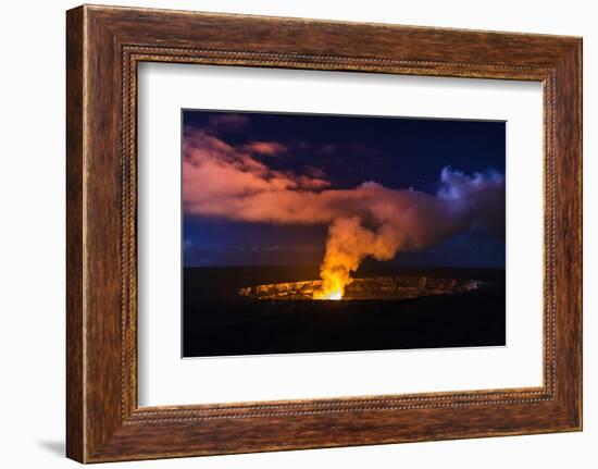 Lava Steam Vent Glowing at Night in Halemaumau Crater, Hawaii Volcanoes National Park, Hawaii, Usa-Russ Bishop-Framed Photographic Print