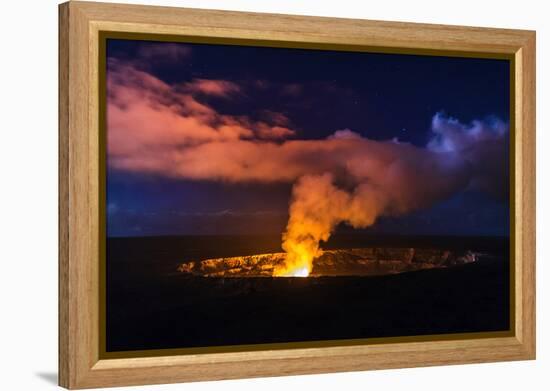 Lava Steam Vent Glowing at Night in Halemaumau Crater, Hawaii Volcanoes National Park, Hawaii, Usa-Russ Bishop-Framed Premier Image Canvas