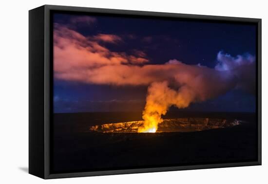 Lava Steam Vent Glowing at Night in Halemaumau Crater, Hawaii Volcanoes National Park, Hawaii, Usa-Russ Bishop-Framed Premier Image Canvas