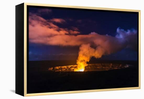 Lava Steam Vent Glowing at Night in Halemaumau Crater, Hawaii Volcanoes National Park, Hawaii, Usa-Russ Bishop-Framed Premier Image Canvas