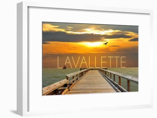 Lavallette, New Jersey - Pier at Sunset-Lantern Press-Framed Art Print