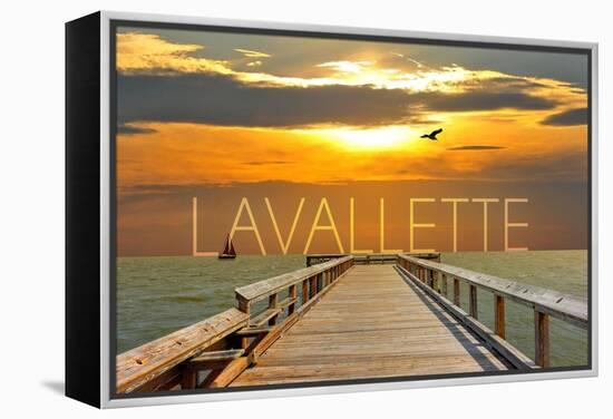 Lavallette, New Jersey - Pier at Sunset-Lantern Press-Framed Stretched Canvas