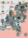 Cartoon Map of Holland with Legend Icons-Lavandaart-Art Print