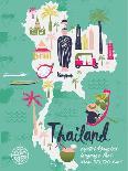 Cartoon Map of Thailand. Print Design-Lavandaart-Art Print