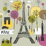 Paris Map Greeting Card Design-Lavandaart-Framed Art Print