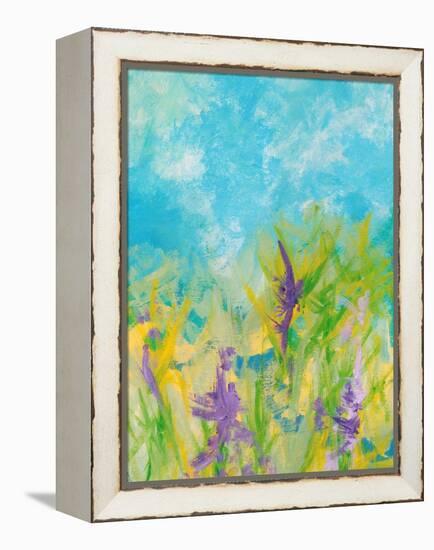 Lavender Blooms-Jan Weiss-Framed Stretched Canvas