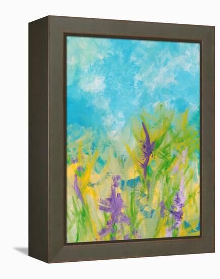 Lavender Blooms-Jan Weiss-Framed Stretched Canvas