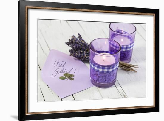 Lavender, Blossoms, Envelope, Four-Leafed Clover, Candles-Andrea Haase-Framed Photographic Print