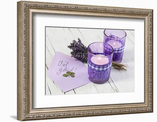 Lavender, Blossoms, Envelope, Four-Leafed Clover, Candles-Andrea Haase-Framed Photographic Print