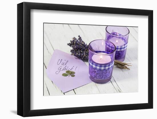 Lavender, Blossoms, Envelope, Four-Leafed Clover, Candles-Andrea Haase-Framed Photographic Print