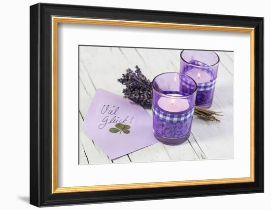 Lavender, Blossoms, Envelope, Four-Leafed Clover, Candles-Andrea Haase-Framed Photographic Print