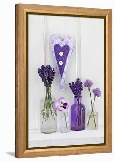 Lavender, Blossoms, Pansies, Chive Blossoms, Heart-Andrea Haase-Framed Premier Image Canvas