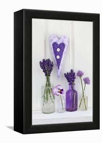 Lavender, Blossoms, Pansies, Chive Blossoms, Heart-Andrea Haase-Framed Premier Image Canvas