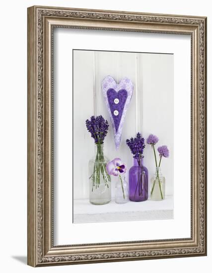 Lavender, Blossoms, Pansies, Chive Blossoms, Heart-Andrea Haase-Framed Photographic Print