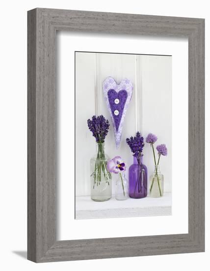 Lavender, Blossoms, Pansies, Chive Blossoms, Heart-Andrea Haase-Framed Photographic Print