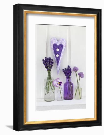 Lavender, Blossoms, Pansies, Chive Blossoms, Heart-Andrea Haase-Framed Photographic Print