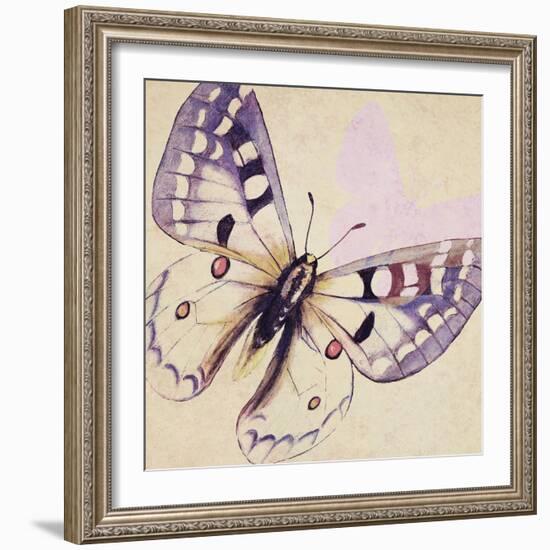 Lavender Butterfly on Cream-Patricia Pinto-Framed Art Print