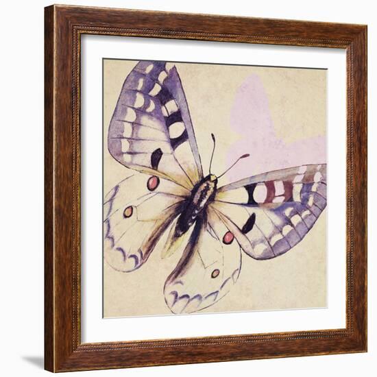 Lavender Butterfly on Cream-Patricia Pinto-Framed Art Print