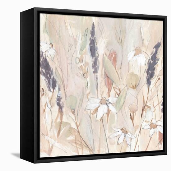 Lavender Flower Field I-Annie Warren-Framed Stretched Canvas