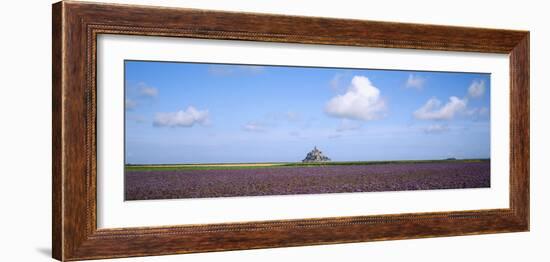 Lavender Flowers in a Field with a Cathedral in the Background, Mont Saint-Michel, Brittany, France-null-Framed Photographic Print