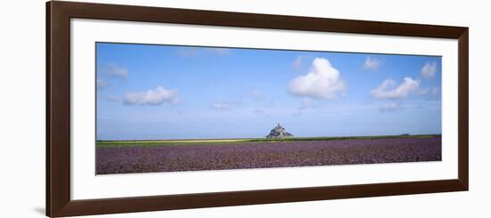 Lavender Flowers in a Field with a Cathedral in the Background, Mont Saint-Michel, Brittany, France-null-Framed Photographic Print