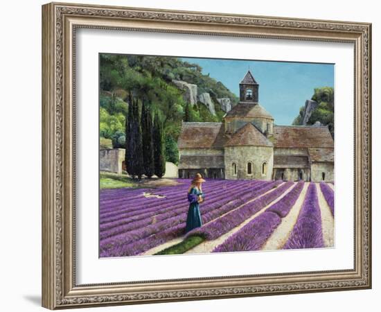 Lavender Picker, Abbaye Senanque, Provence-Trevor Neal-Framed Giclee Print